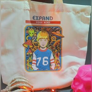 Expand Your Mind Graphic White Tote Bag NEW